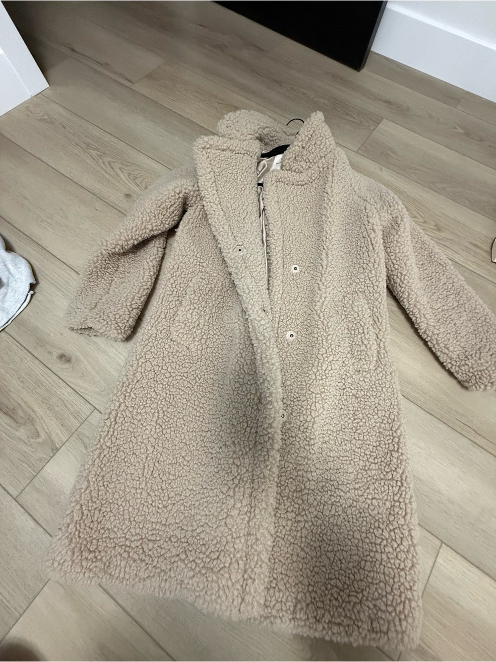 Lucky Brand Cream Teddy Long Coat